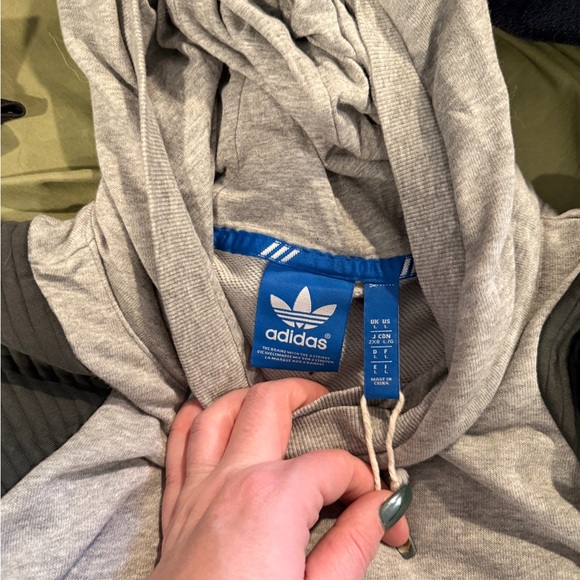 adidas Gray Hoodie with Black Accents and Blue Tag - Picture 2 of 3